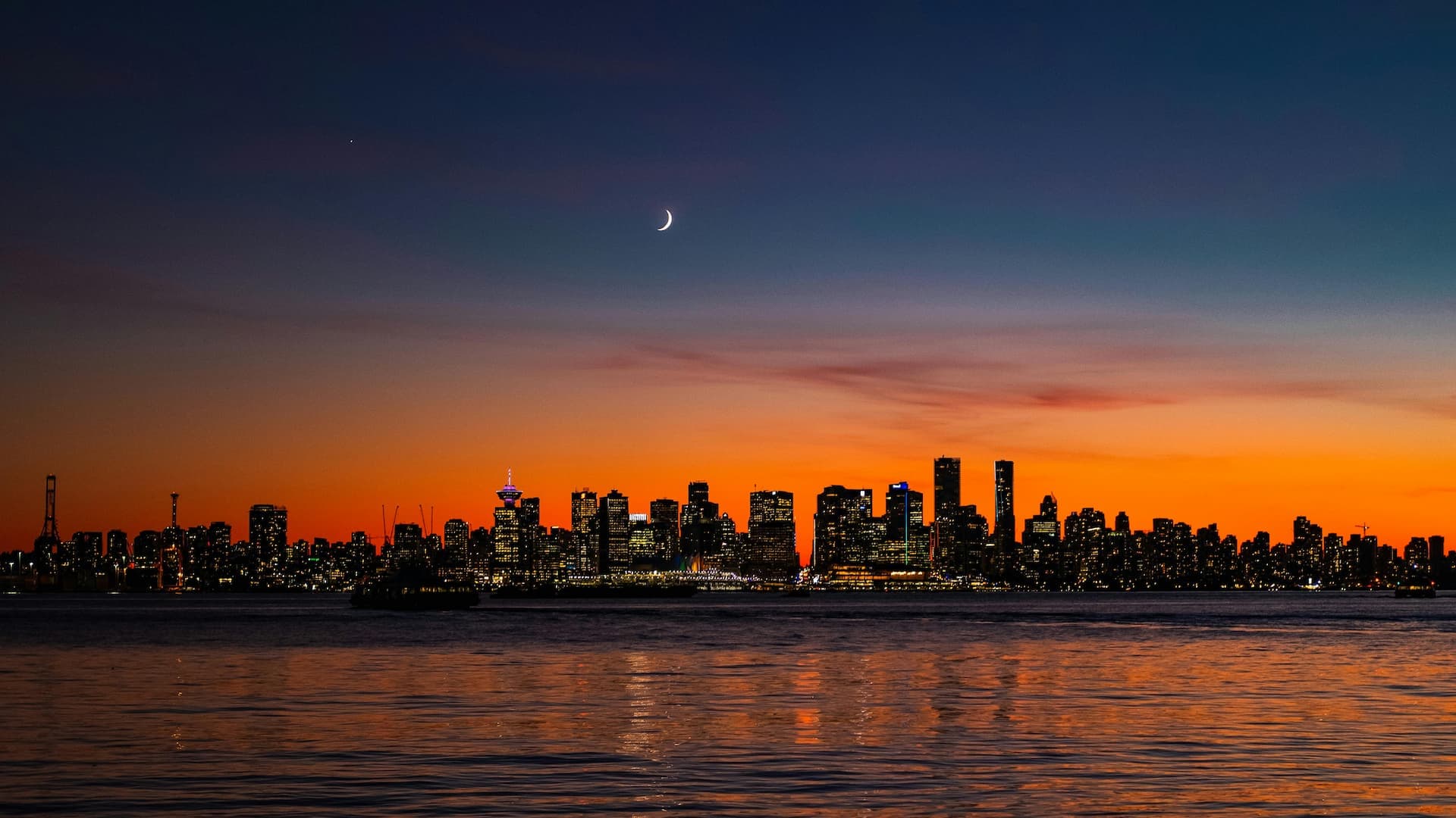 Vancouver skyline at dusk